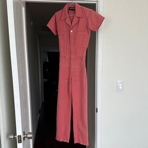 Big Bud Press Coral Pink Short-Sleeve Utility Jumpsuit